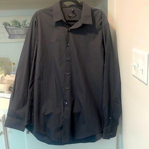 2/$25 or 3/$30…VanHeusen charcoal dress shirt with black stripes